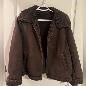 Suede and Fur Brown Coat (Uniqlo)